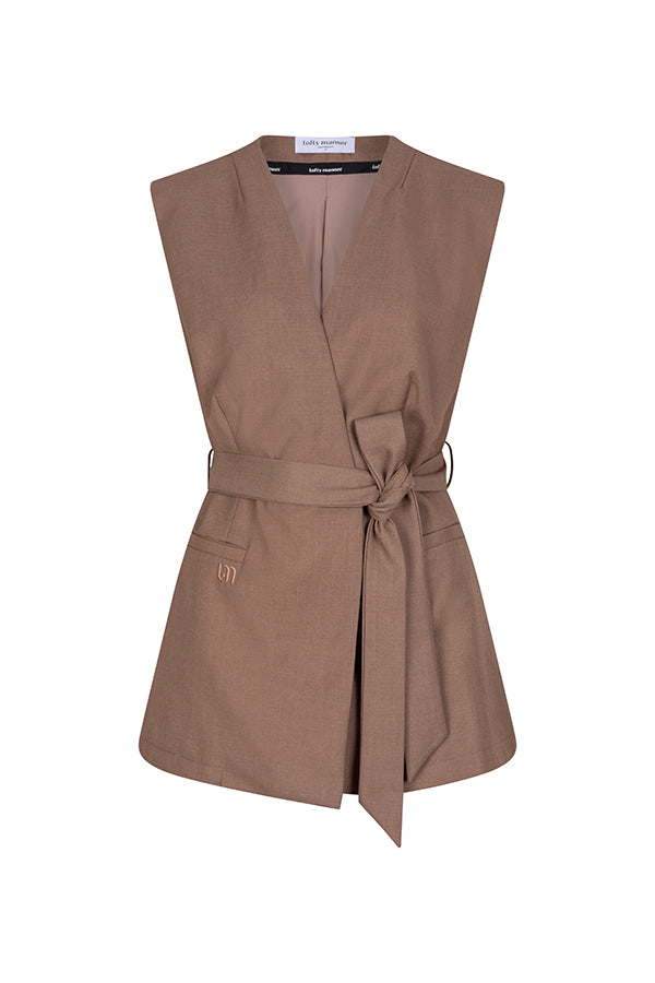 Lofty Manner - Gilet Aalya - Linnen Look - Beige