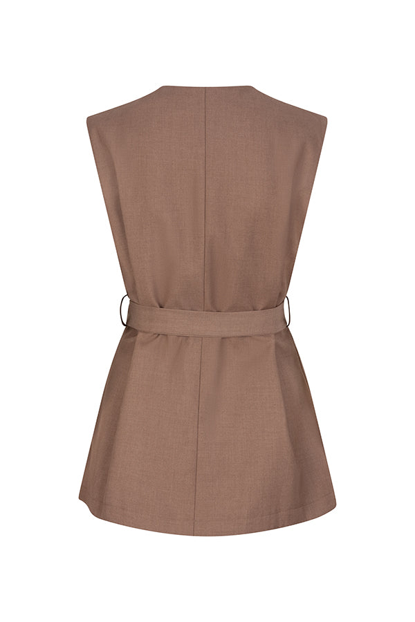 Lofty Manner - Gilet Aalya - Linnen Look - Beige