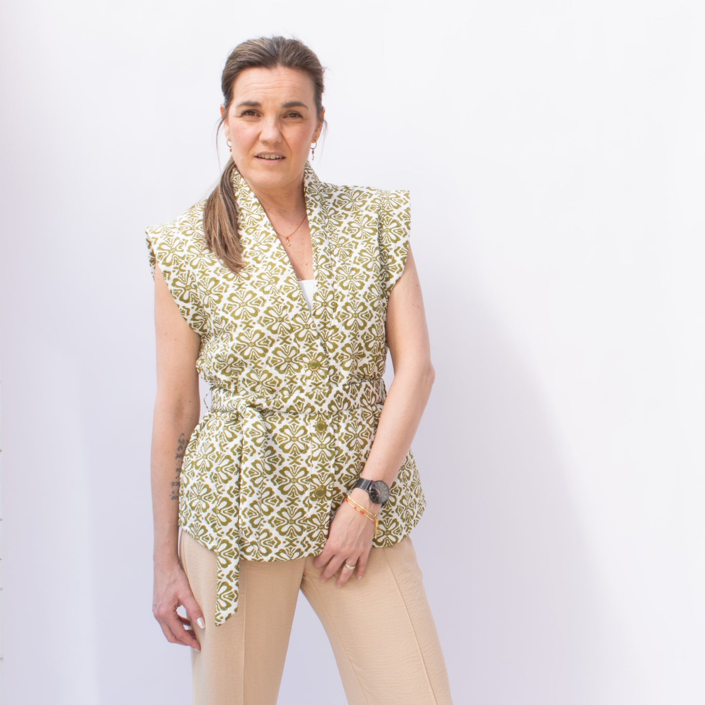 Gilet Chiara Green Element Print
