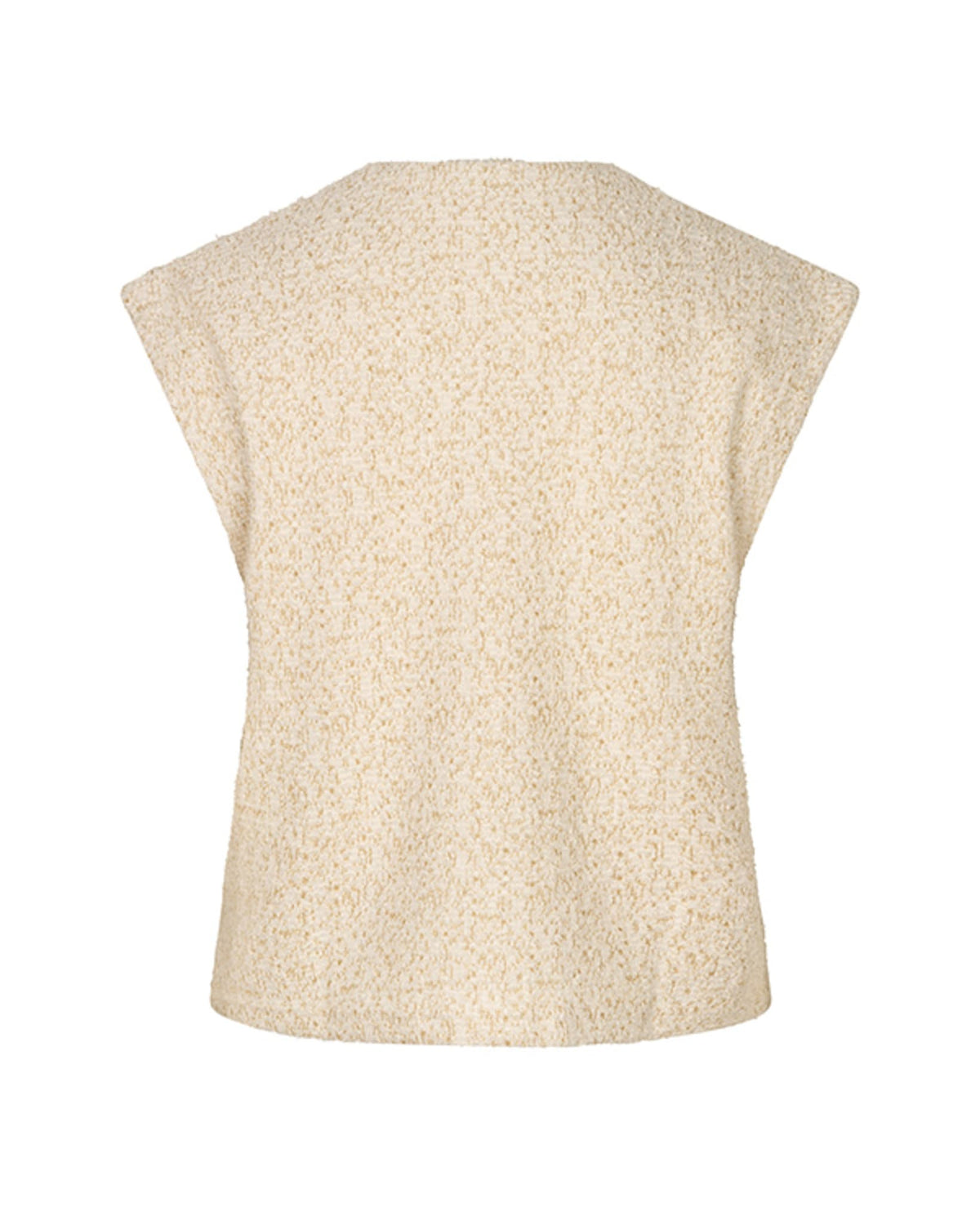 Back view of the TopDiandraRG13-Gold_2 in textured beige fabric.