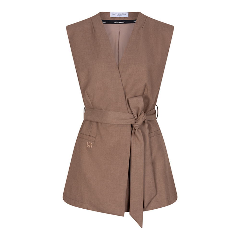 Lofty Manner - Gilet Aalya - Linnen Look - Beige