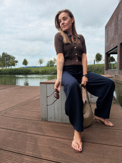 Amaya Amsterdam - Alou Knitwear - Removable Collar - Brown
