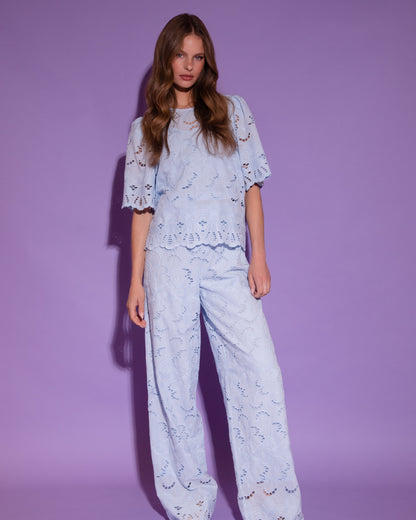 Amaya Amsterdam - Blouse Meggan - Padded Shoulder - Slim Fit - Blue