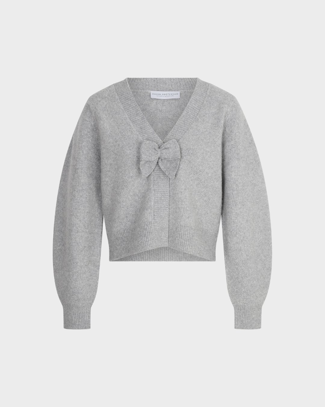 Amaya Amsterdam - Sia Knitwear - Button Down - Removable Bow - Grey