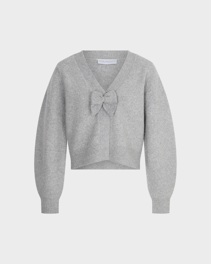 Amaya Amsterdam - Sia Knitwear - Button Down - Removable Bow - Grey