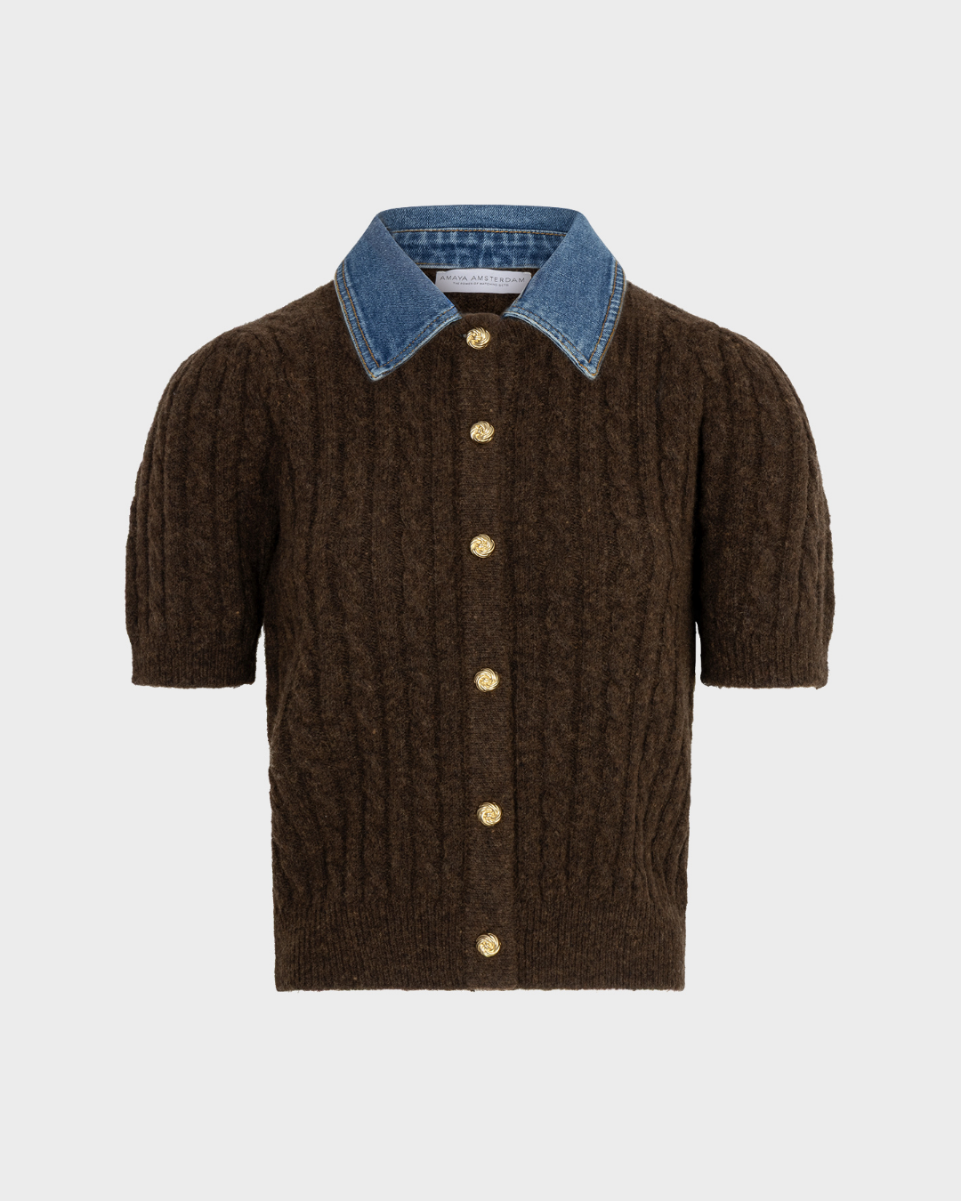 Amaya Amsterdam - Alou Knitwear - Removable Collar - Brown