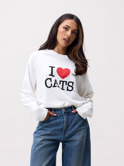 Catwalk Junkie - Graphic Cat - Longsleeve - White