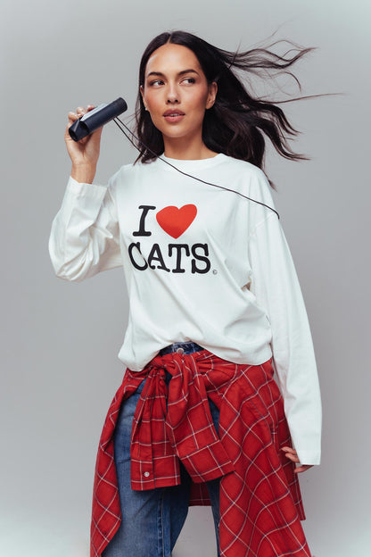 Catwalk Junkie - Graphic Cat - Longsleeve - White