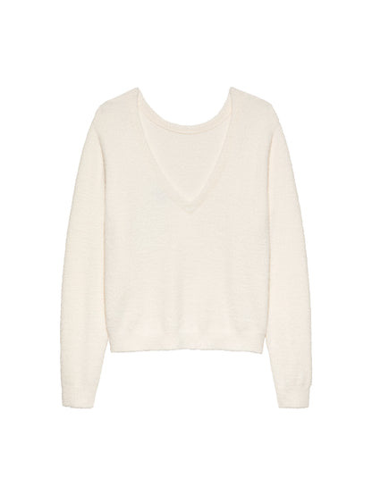 Catwalk - Junkie - Vneck - Soft Knit - Low-cut Neckline - Egret White