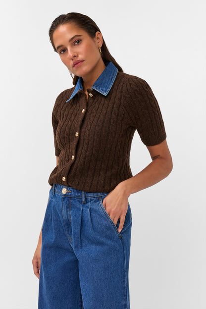 Amaya Amsterdam - Alou Knitwear - Removable Collar - Brown