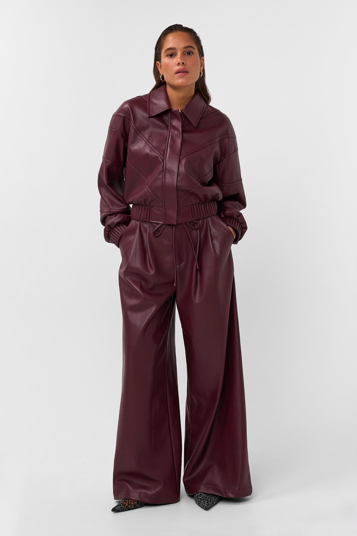 Amaya Amsterdam - Thorne Pants - PU Faux Leather - Bordeaux
