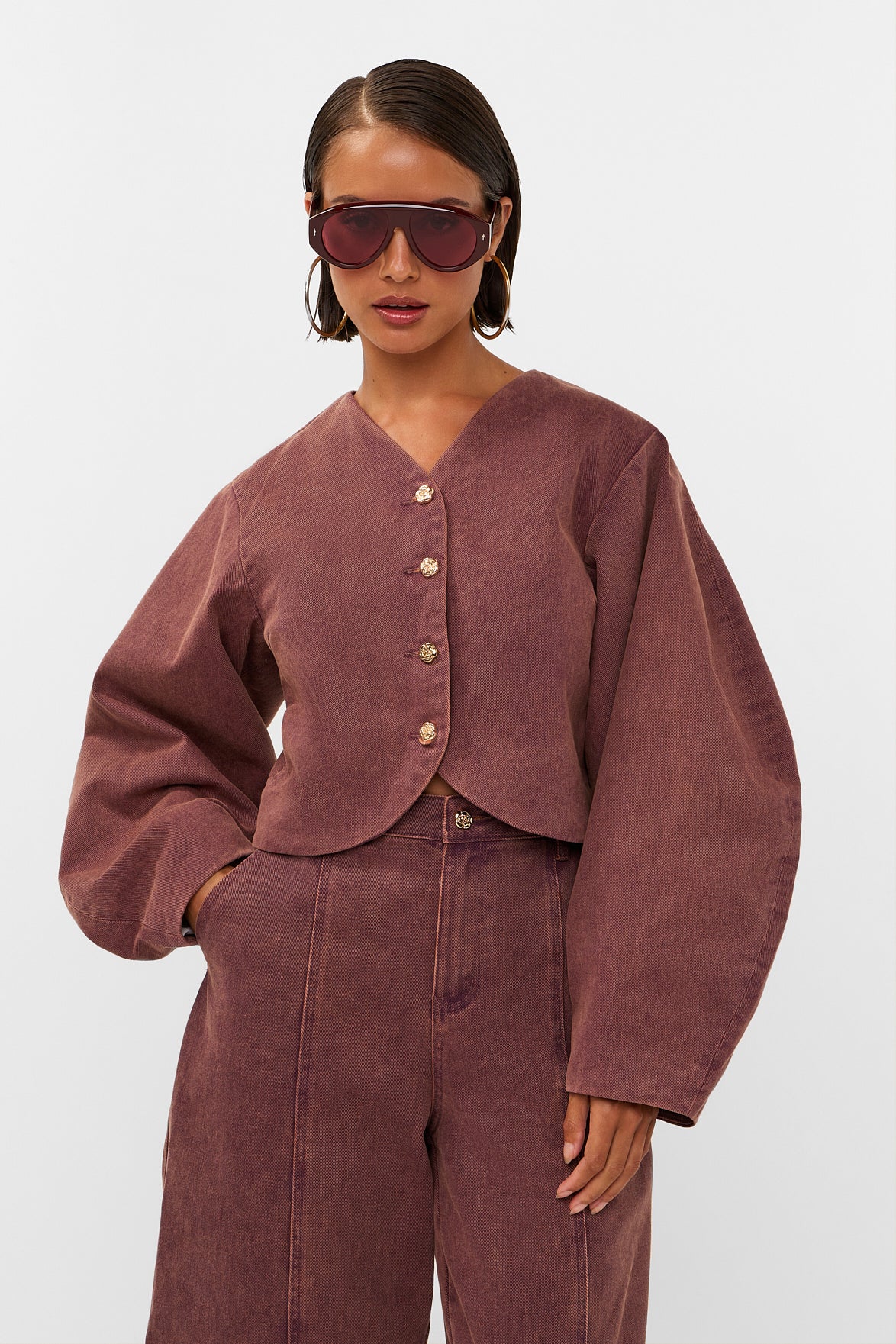Studio Amaya - Kael Jacket - Cropped Fit - Bordeaux