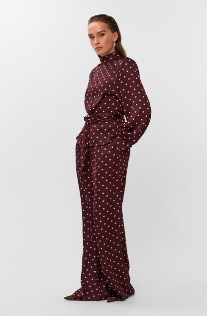 Studio Amaya - Selya Blouse - Removable Belt - Bordeaux