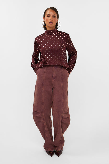 Studio Amaya - Selya Blouse - Removable Belt - Bordeaux