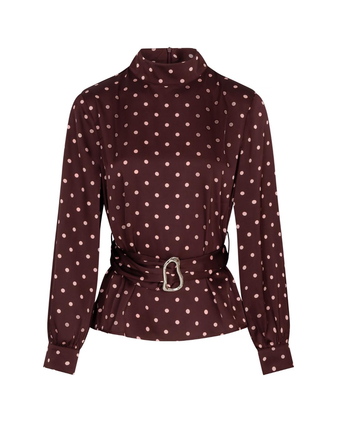 Studio Amaya - Selya Blouse - Removable Belt - Bordeaux