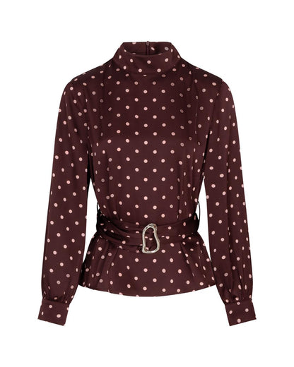 Studio Amaya - Selya Blouse - Removable Belt - Bordeaux