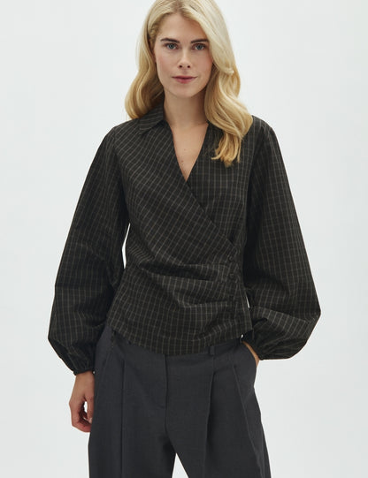MBYM - Blouse Gerrida-M - Checked - Brown - Black