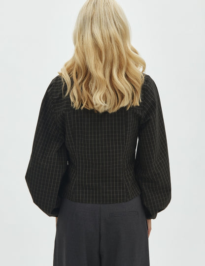MBYM - Blouse Gerrida-M - Checked - Brown - Black