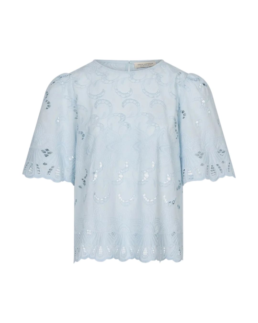 Amaya Amsterdam - Blouse Meggan - Padded Shoulder - Slim Fit - Blue