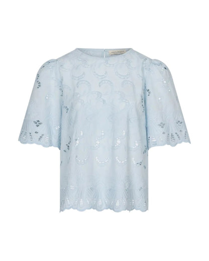 Amaya Amsterdam - Blouse Meggan - Padded Shoulder - Slim Fit - Blue