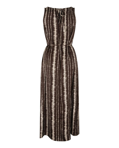 Lofty Manner - Dress Rox - Brown Stripe Print