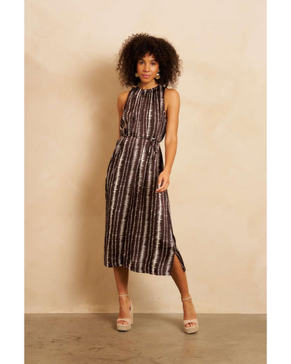 Lofty Manner - Dress Rox - Brown Stripe Print