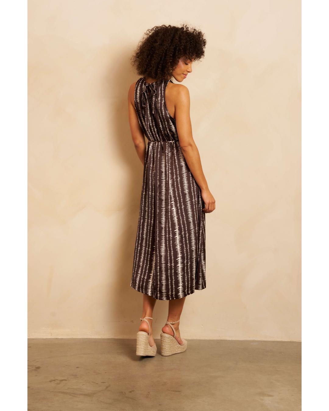 Lofty Manner - Dress Rox - Brown Stripe Print