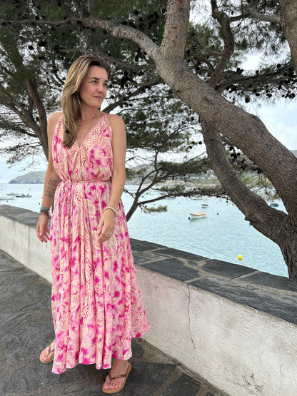 Lara Ethnics Ibiza Long Dress Victoria Lanka Pink