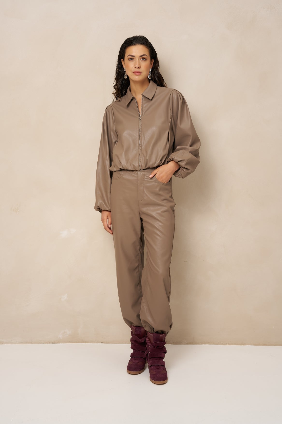 Lofty Manner - Pant Janne - Balloon Uni PU - Taupe