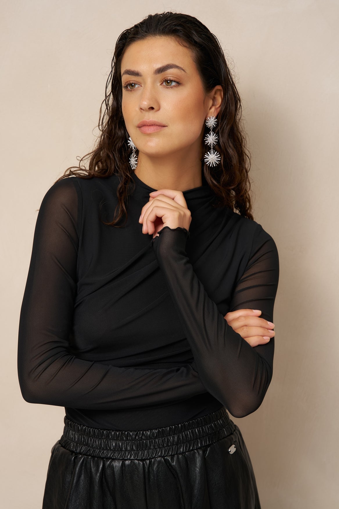 Lofty Manner - Top Jolien - Draped Mash - Black
