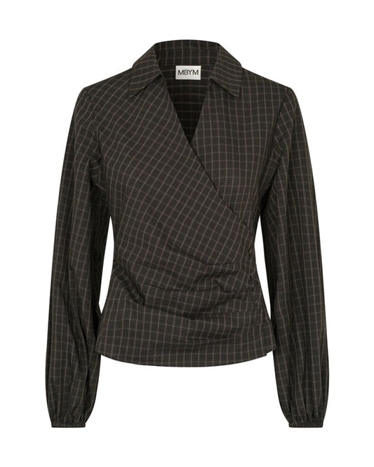 MBYM - Blouse Gerrida-M - Checked - Brown - Black