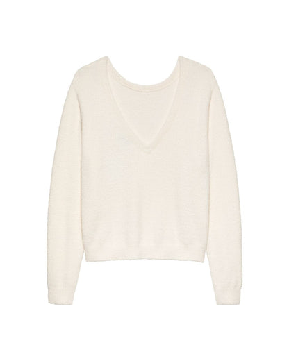 Catwalk - Junkie - Vneck - Soft Knit - Low-cut Neckline - Egret White